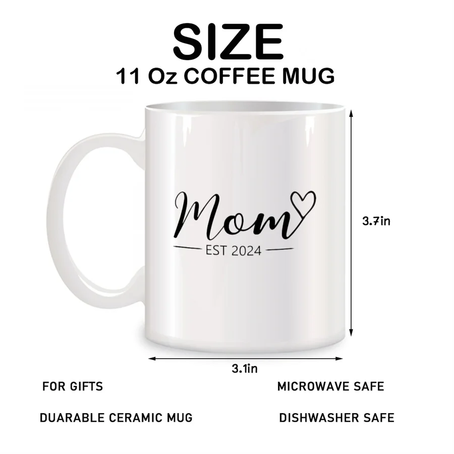 Mom Dad Est 2024 Mugs Set For First Fathers Day Mothers Day Gifts Birthday Gifts Novelty Coffee Ceramic Tea Cups White 11 oz