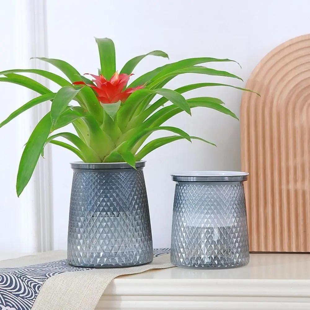 Plastic Self Watering Plant Pot Transparent Double-layer Flower Vase Automatic Mini Lazy Potted