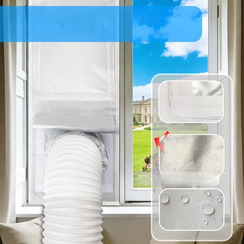 1 Piece Silver Oxford Cloth Sealing Kit For Portable Air Conditioner Window Hose Gap Cover 28x232cm Home Cooling Parts