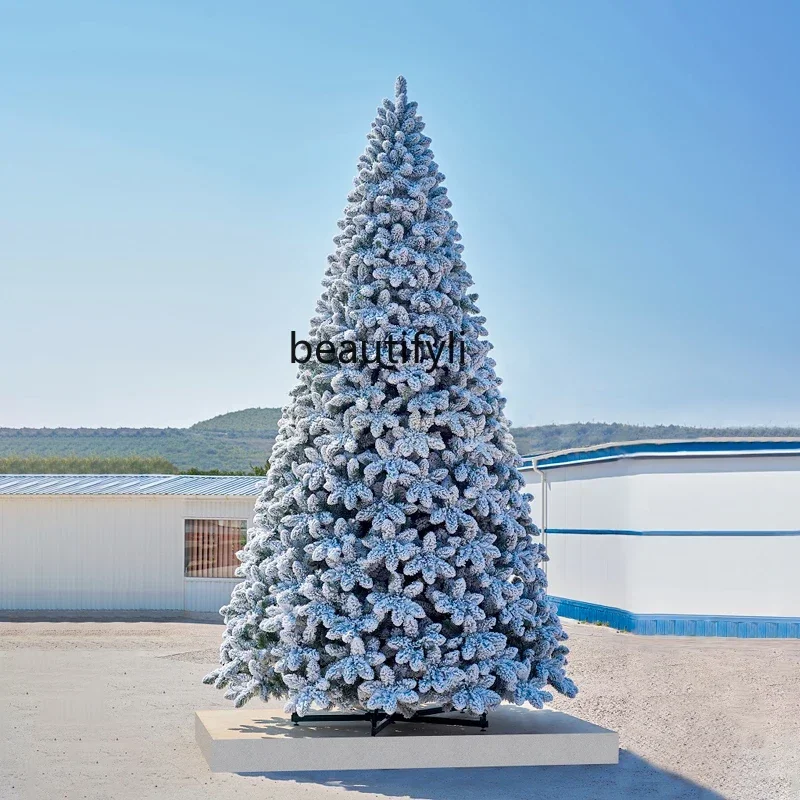 

PVC ordinary leaf snowflake flocking Christmas tree Christmas decoration big tree factory direct sales