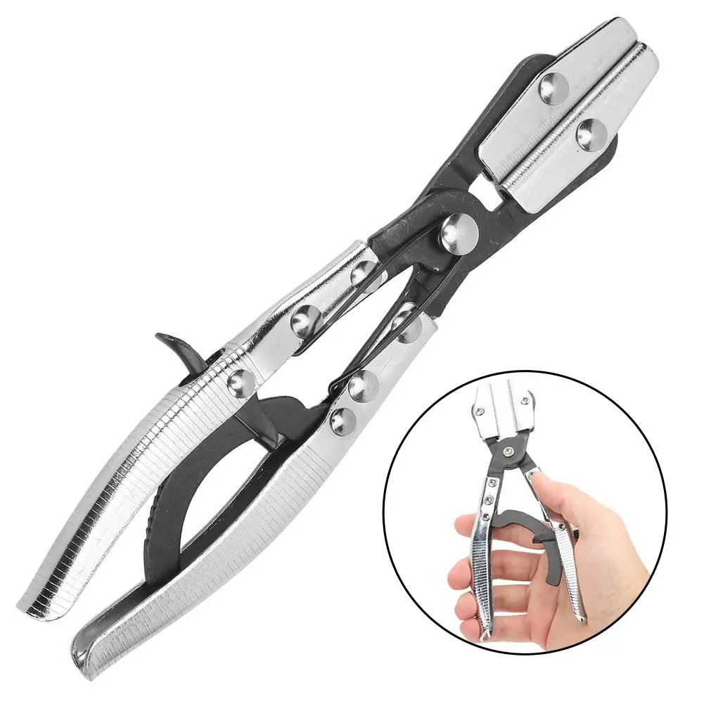 Automotive Hose Clamp Plier with Ratcheting Jaw Lock and Rotating Head for Radiator Brake and Cooling System Use