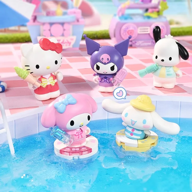 Keeppley Sanrio Building Blocks Summer Party Series My Melody Kuromi Modello assemblato Ornamenti Regali di compleanno Giocattoli per bambini
