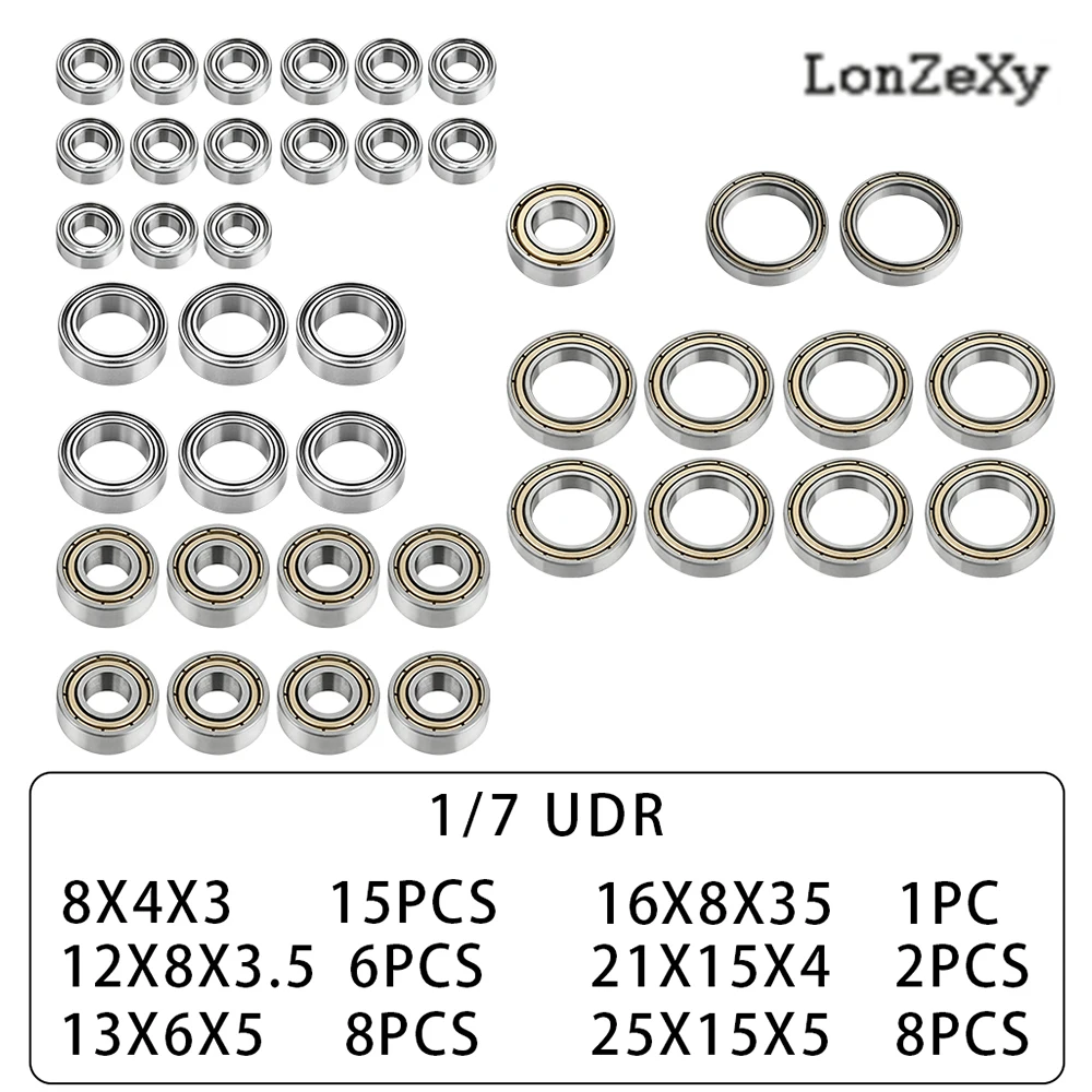 40Pcs Precision Chrome Steel Complete Ball Bearing Kit For Traxxas 1/7 UDR Unlimited Desert Racer RC Car Upgrade Spare Parts