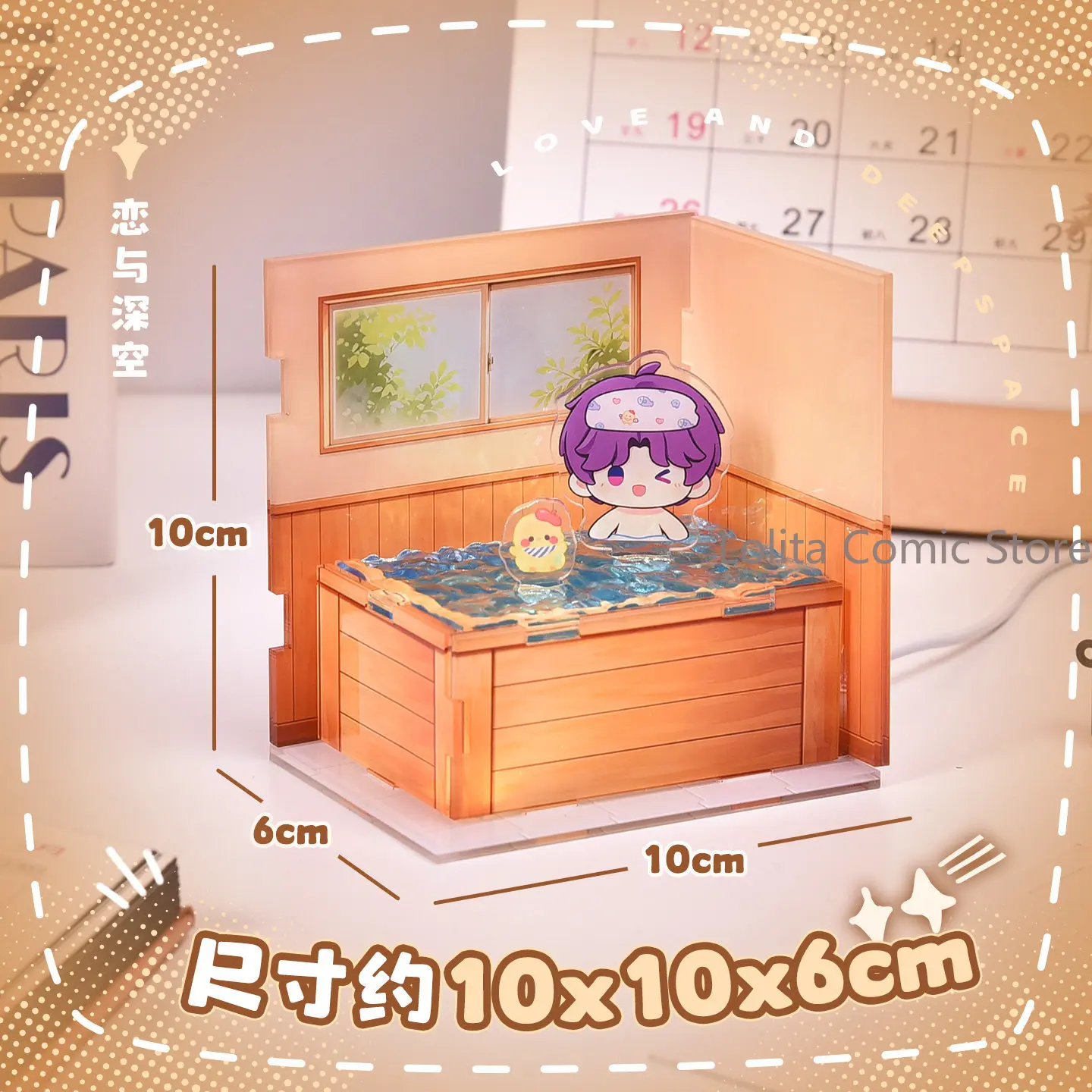 Anime New Love and Deepspace Rafayel Sylus Zayne Cosplay hot spring bathing Acrylic small night light ornament Accessories Gift view 4