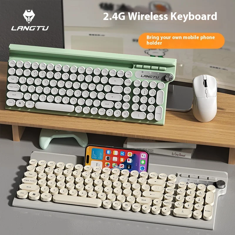 

Wolf Trail LT500 Wireless 2.4G Punk Keyboard Mouse Set Charging Silent For Laptop Office Use Computer Peripheral Combo
