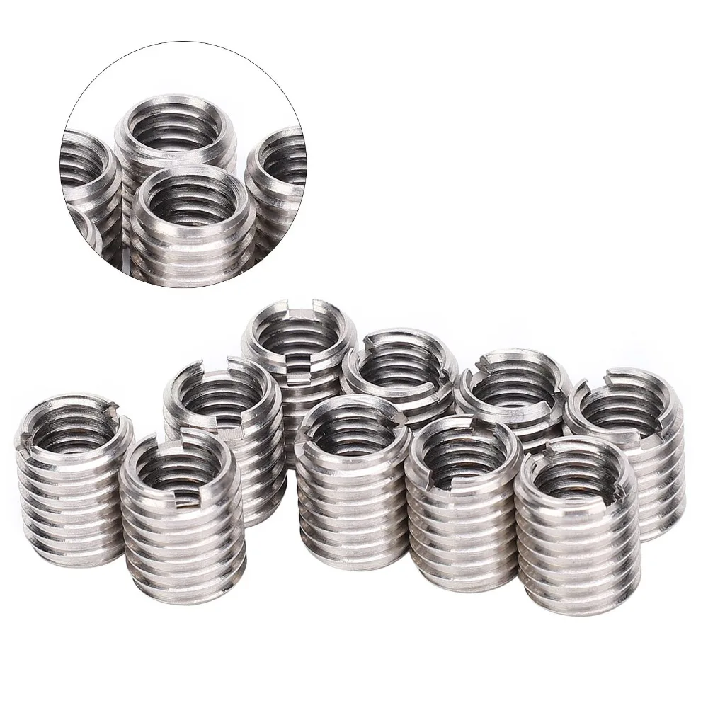 10 Pcs ​Stainless Steel​ Repairing Insert Nut​ M10 * 1.5 Male​ 12mm Thread Adapters M8 * 1.25 Female Fastener​ Threaded Nut​