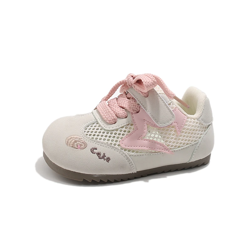 

Spring Autumn Children's Boy Girls Microfiber Mesh Cute Thin Bottom Running Shoes Kid Toddler Color Shoelaces Non-slip Training
