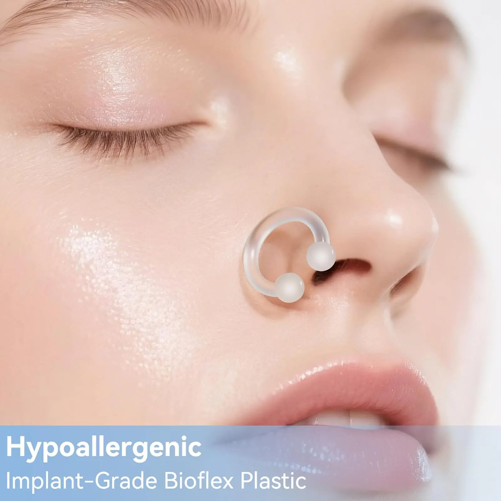 15Pcs Set Clear Nose Rings and Studs for Work Piercing Retainers Hypoallergenic Acrylic Invisible for Surgery Jewelry
