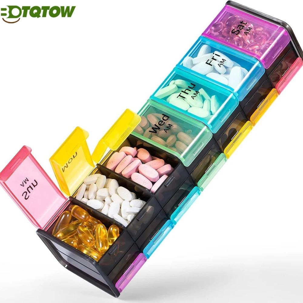 1PCS Extra Weekly Pill Organizer, 7Day AM/PM Case for Fish Oils, Travel-Friendly Medicine Organizer Pill Planner for Vitamins