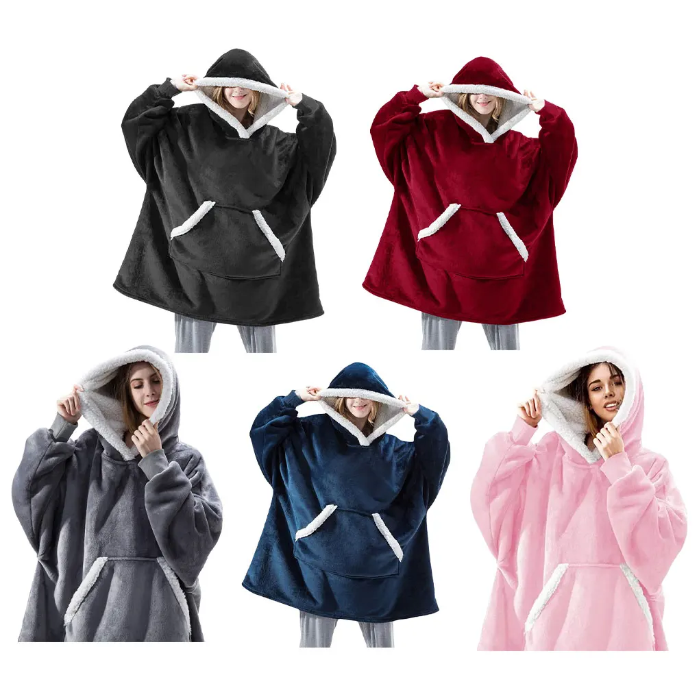 Wearable Blanket Hoodie Women Men Oversized Flannel Sherpa Fleece Hooded Soft Cozy Warm Blanket Blanket Sweatshirt Gifts