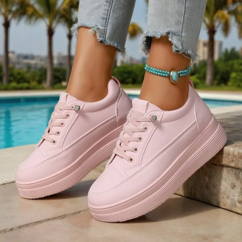 

Розовые повседневные женские кроссовки 2026 года, новая корейская версия, на толстой подошве, дышащие, для студентов, спортивные, повседневные