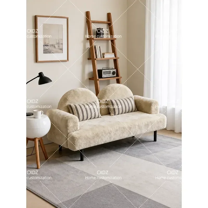 Medieval Style Fabric Sofa Straight Row Double Seater Compact Leisure Couch for Living Room Small Apartment BNB Clothing