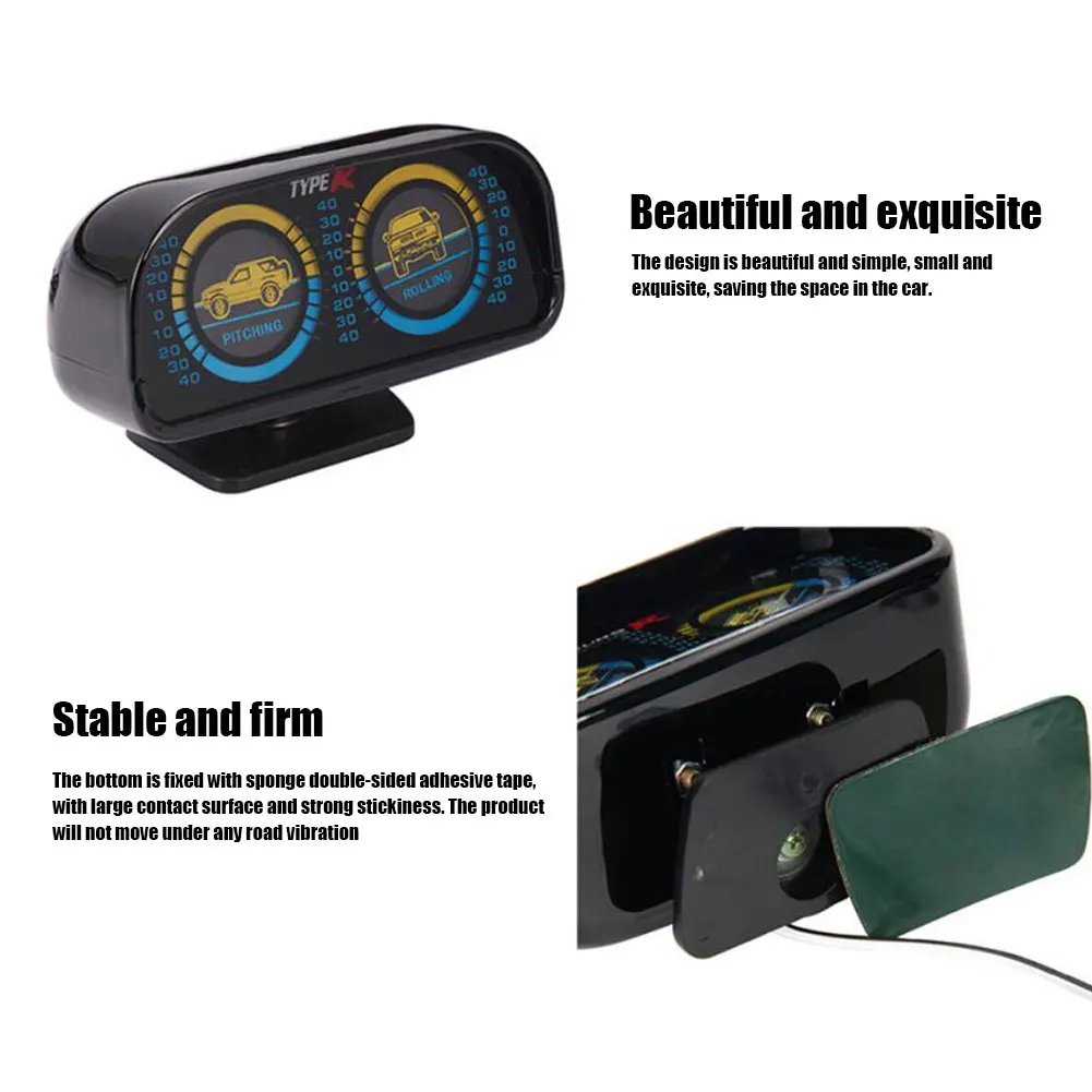 Speedometer Compass Car Angle Tilt Inclinometer with Green Backlight Compass Balance Level Slope Gauge Auto Off Road Accessories