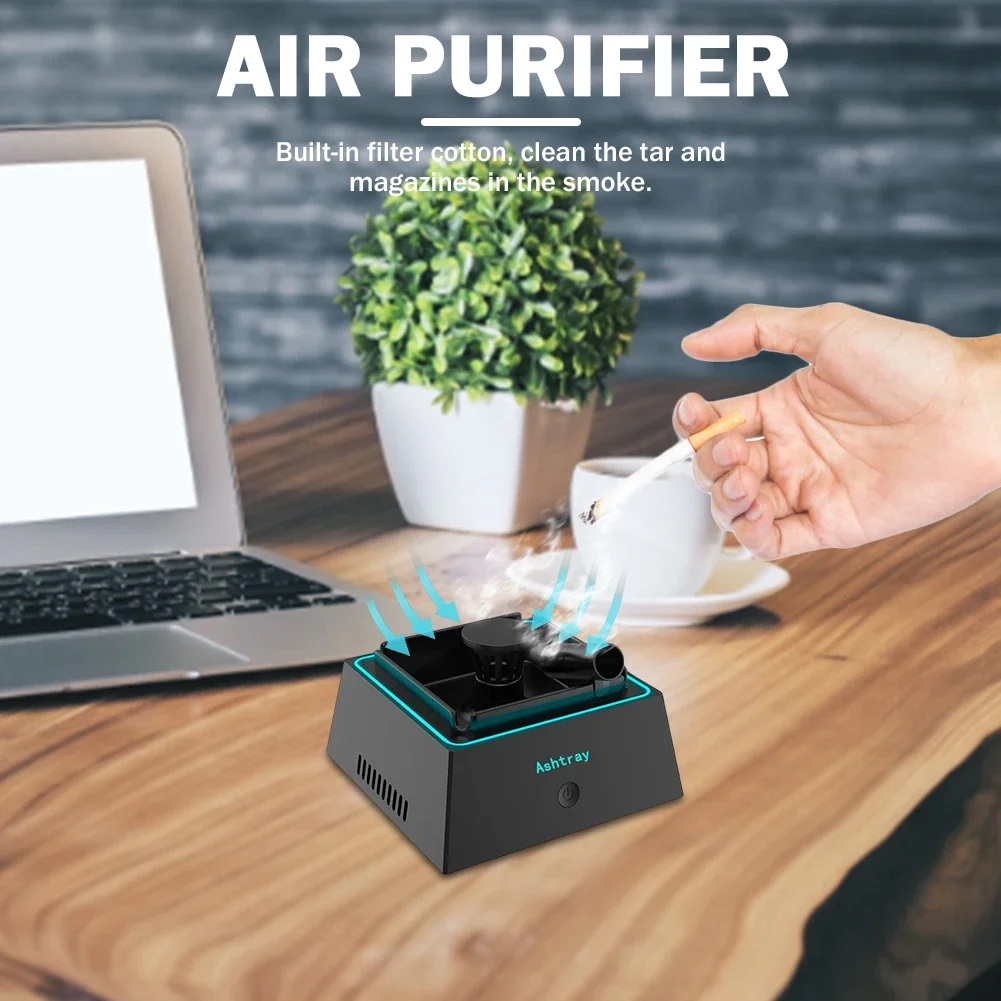 1200mAh Ashtray Air Purifier for Filtering Ash Tray Second-Hand Smoke From Cigarettes Remove Odor with Light Smoking Accessories