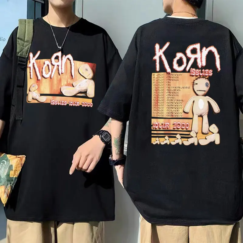 

Rock Band Korn Issues 2000 Tour Tshirt Men Women Vintage Gothic Oversized T-Shirt Punk Streetwear Male Casual Short Sleeve Tees