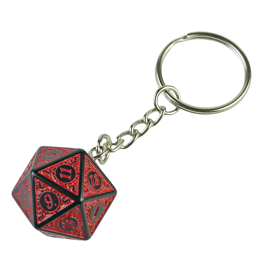 Polyhedral Keychain Funny Acrylic D20 Dice Key Ring  for Women Men Handbag Pendants DIY Accessories Gift