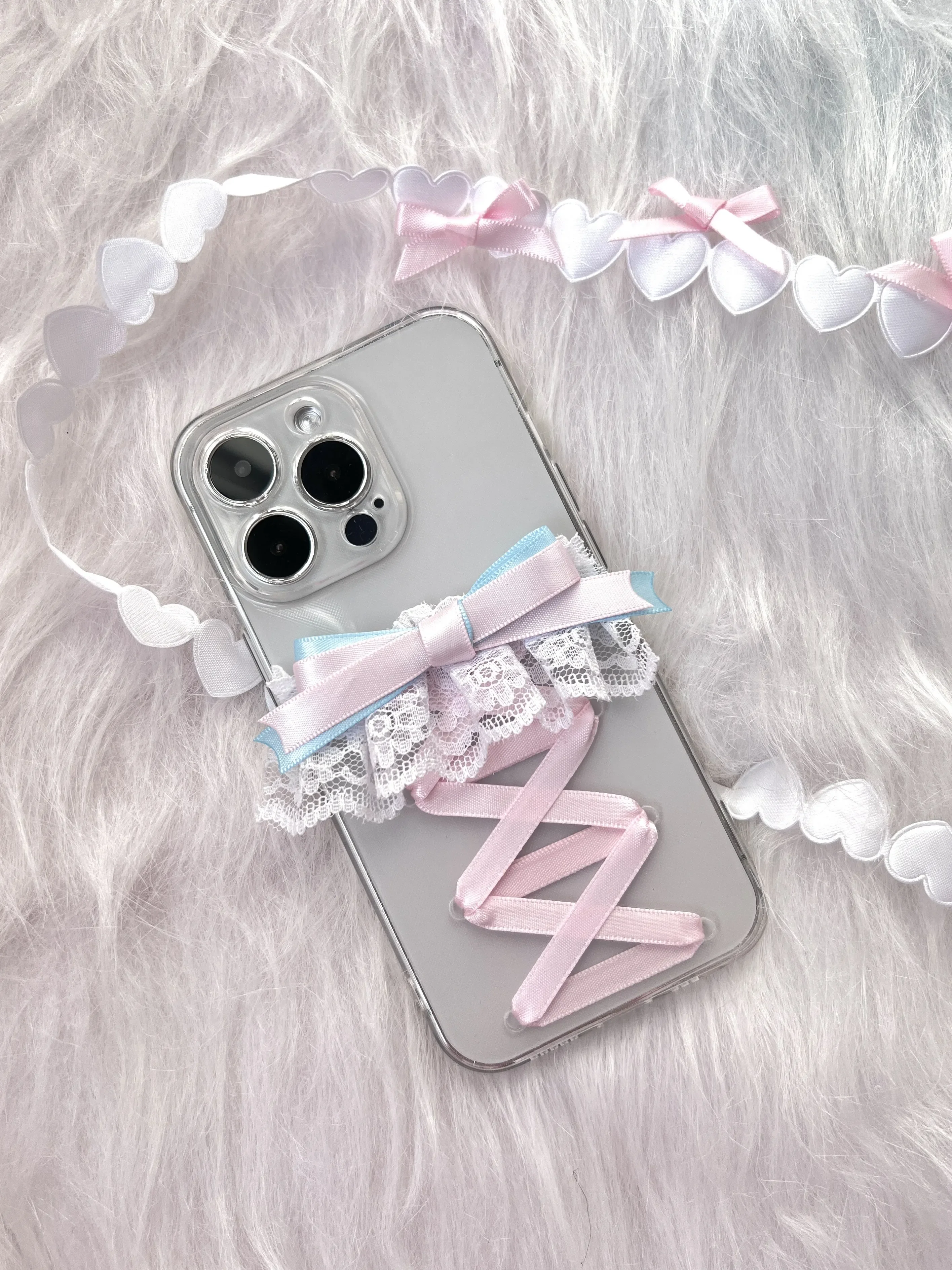 Dophee Original Sweet Girls Silk Ribbon Bow Lace Phone Case Iphone 14 15 16Promax Y2k Transparent Apple Phone Cover Soft Shell