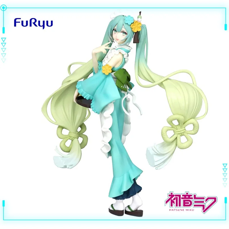 FuRyu Original Genuine Vocaloid Characters Hatsune Miku Exc∞d Creative Sweet Sweets Matcha Parfait Hakka 21cm Model Toy Figures