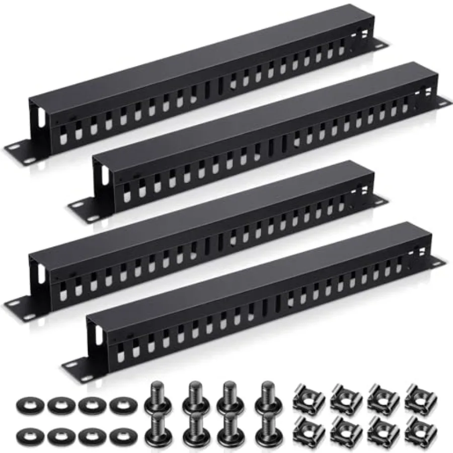 

4 Pcak U 9'' Cable Manager 4 Slot Horizontal Rack Mount Wire Management Server Rack Management Metal Finger Duct Wire Organizer