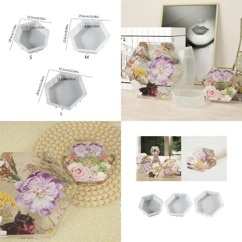 

652F Upgrade Hexagonal Silicone Mold Epoxy Resin Mold for Resin Casting for Home Decoration Flowers Desktop Decoration