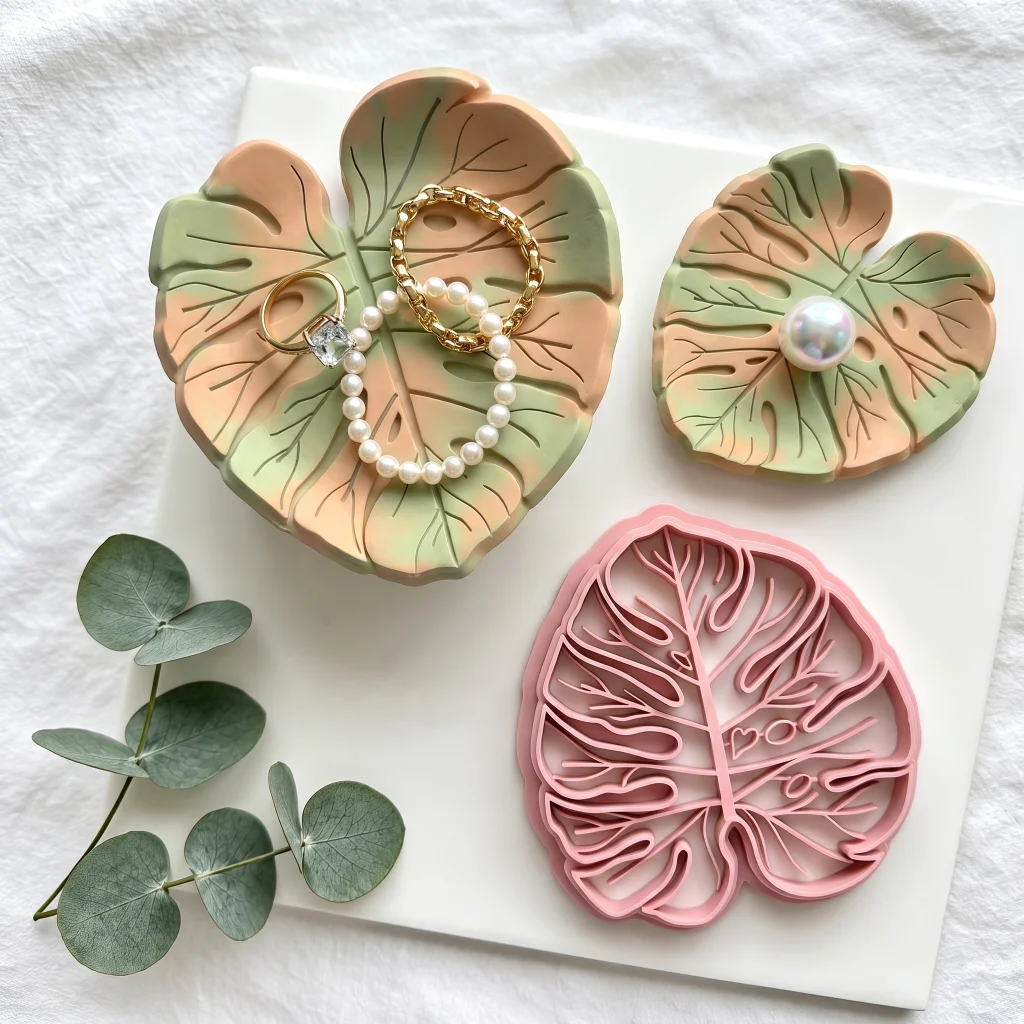 Oversized Monstera Leaf Polymer Clay Cutter, Tropical Tray Mold, DIY Jewelry Organizer for Rings Earrings Trinkets Craft Tool