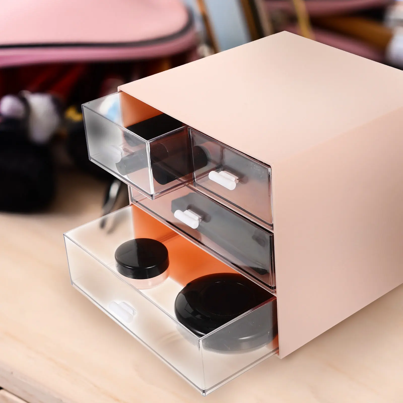 Large Capacity Drawer Desk Organizer Plastic Storage Box Makeup Jewelry Sewing Supplies Organizer for Vanity Dresser