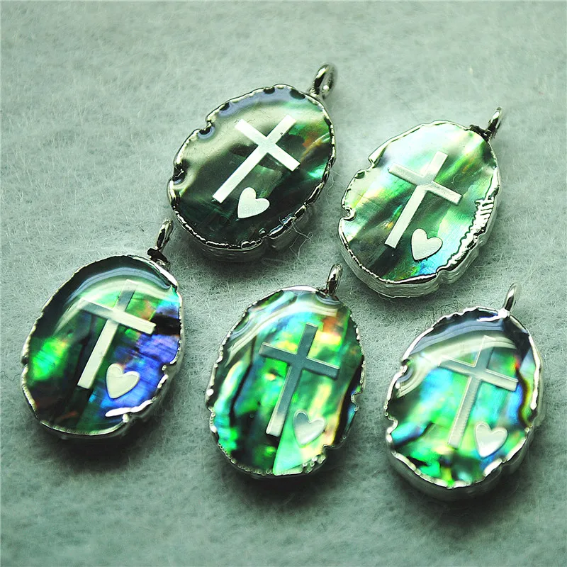 6PCS New Abalone Shell Pendants Oval Shape 12X16MM Women's Necklace Making Accessories DIY Jewelry Findings