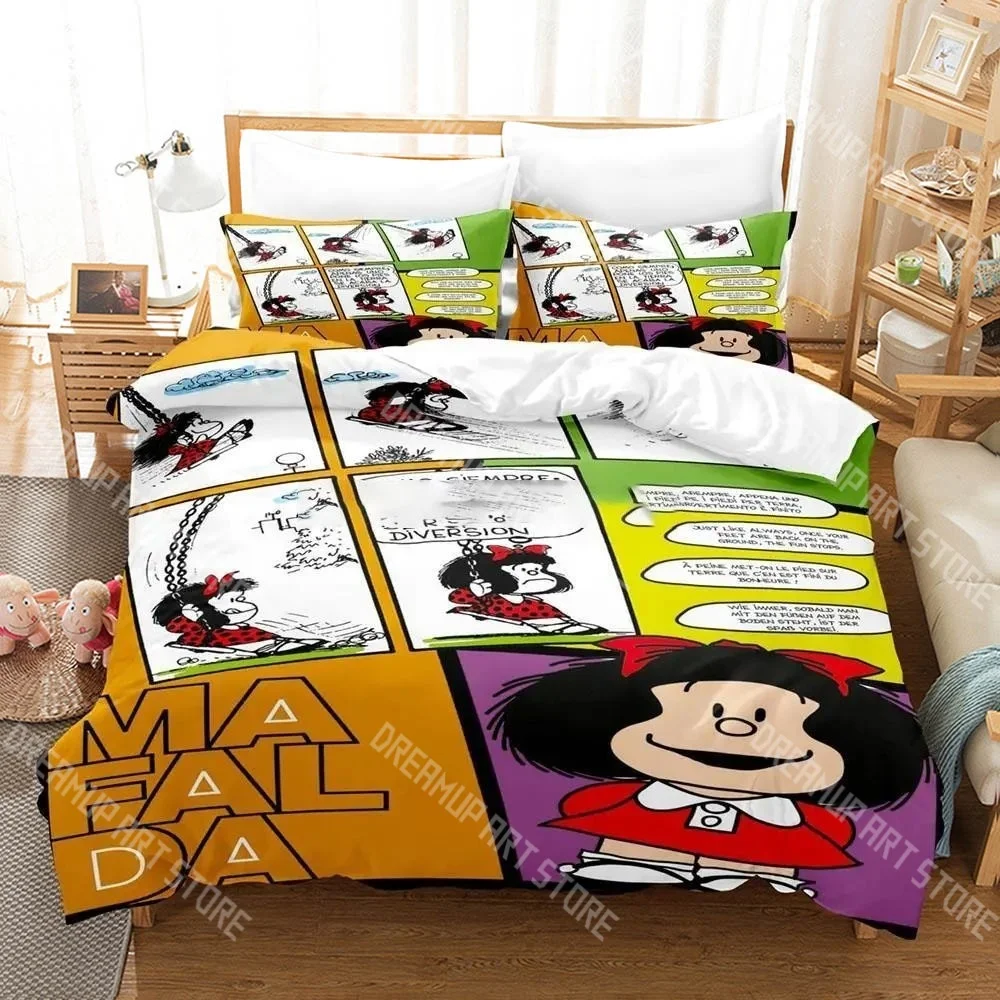 3D Printed M-Mafalda Manga Bedding Set for Boys Girls Duvet Cover Pillowcase Twin Queen King Full Single Double Sizes