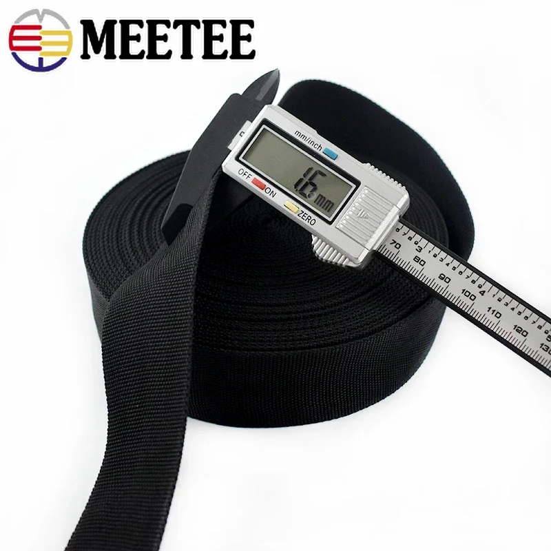 5Meters 25-50MM 1.6mm Thick Nylon Webbing Tapes Black Double-layer Ribbon Backpack Strap Band DIY Bag Garment Sewing Accessories