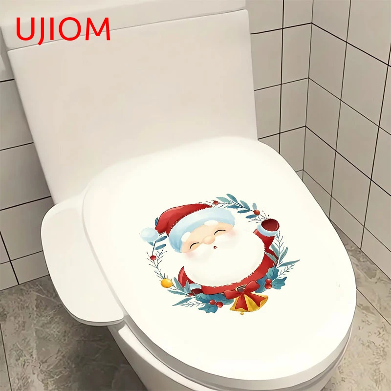 UJIOM 13cm X 12.7cm Father Christmas Cartoon Wall Stickers Scratch Proof Vinyl Kitchen Cupboard Laptop Decal Bathroom Mural