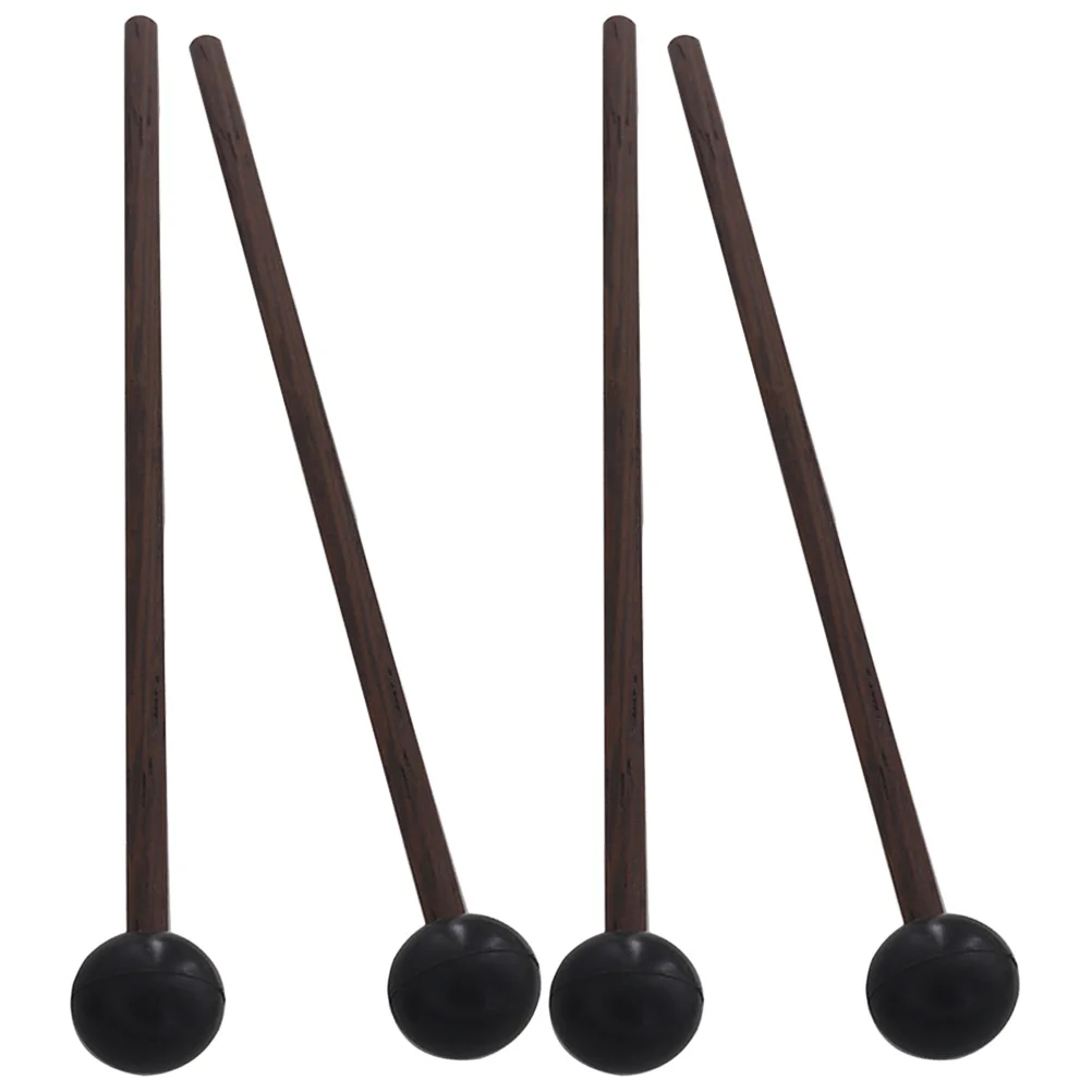 

2 Pairs White Black Drum Sticks Wood H Rubber Head Percussion Mallets Tongue Drumsticks Marimba Xylophone Musical Accessories