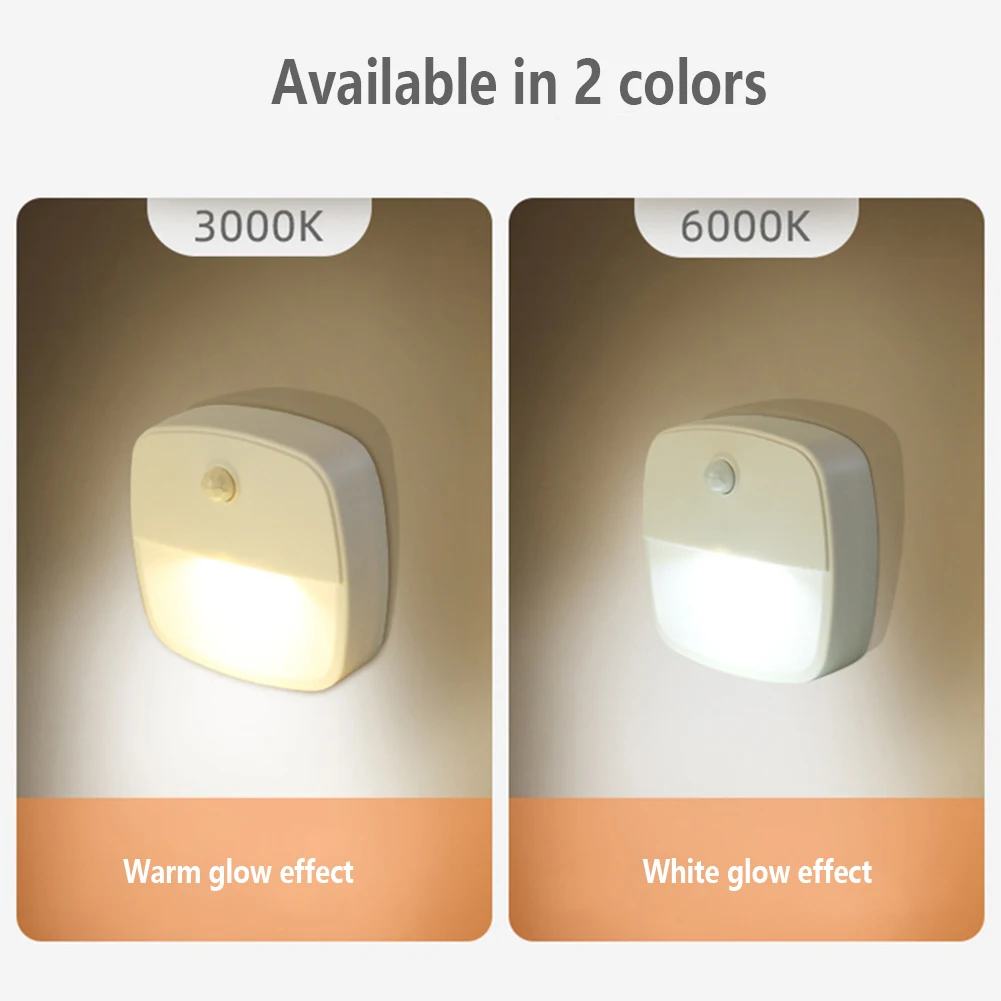 1pc LED Night Light Battery Powered Motion Sensor Human Induction Wireless Night Light For Closet Kitchen Basement 0.3W