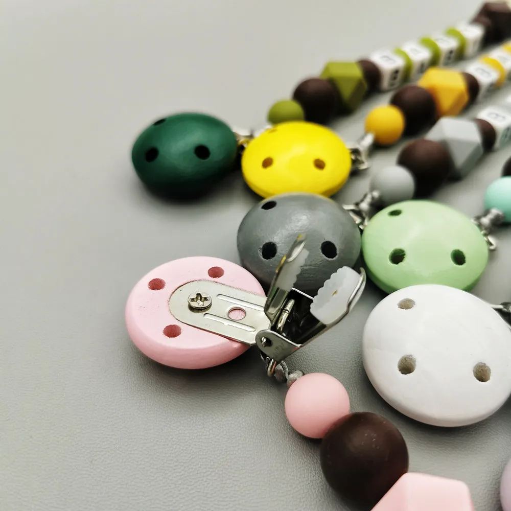 Custom English Letter Name Baby Silicone Monkey Beads Pendant Pacifier Clips Chains Chew Teether Baby Pacifier Kawaii Toy Gifts