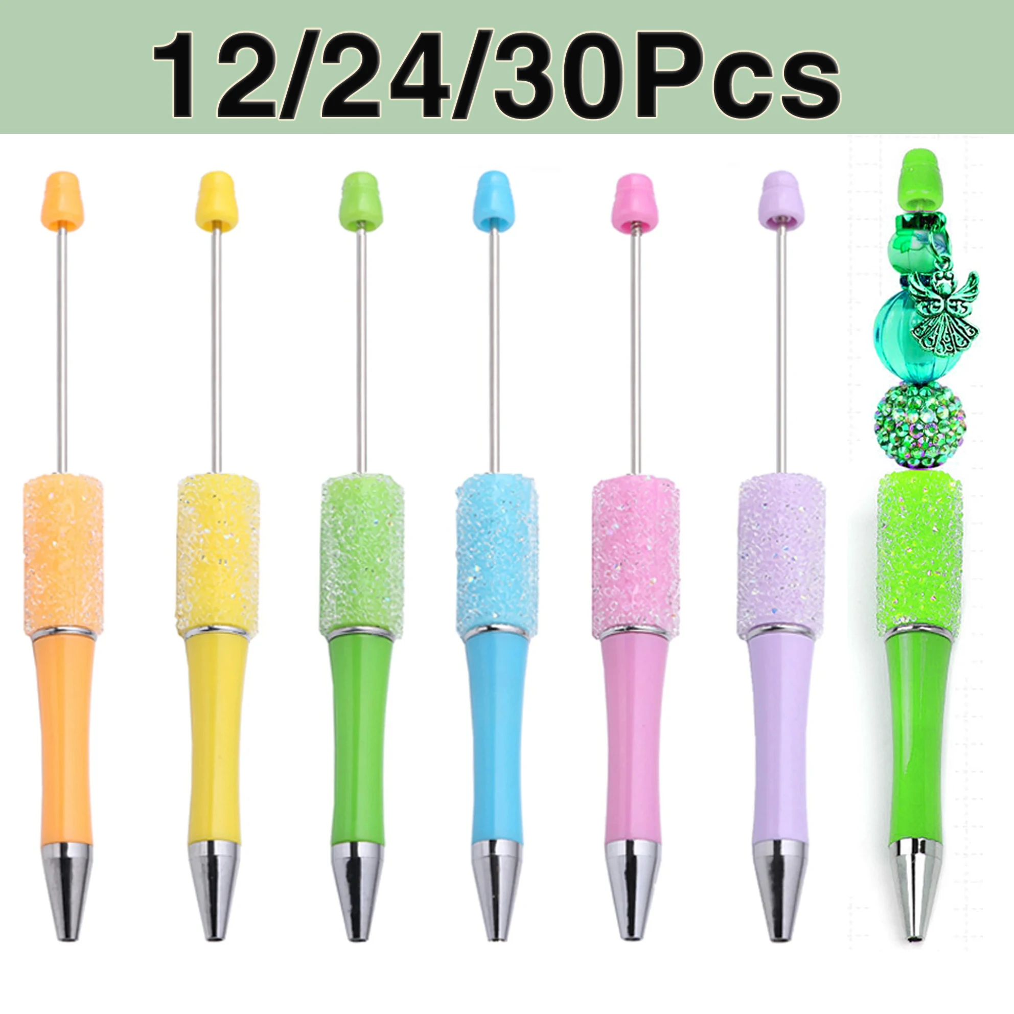 

Набор из 12/24/30 шт. ручек с бусинами в форме звезд, креативный набор для творчества, ручки-шариковые с бусинами и стразами