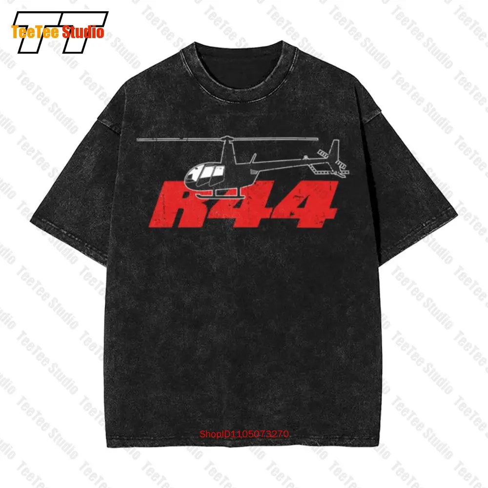 

R44 Helicopter Pilot Aviation Vintage Oversized T-Shirt 9CR2