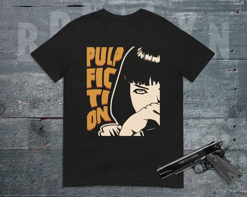 

Pulp Fiction Cult Classic Film Tshirt, Black Unisex Movie Fan Shirt.