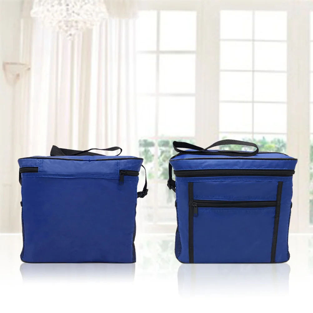 

1pcs Insulated Lunch Bag Oxford Cloth Ice Pack Blue Portable Picnic Tote For School Work Sandwich Yogurt Fruit Storage
