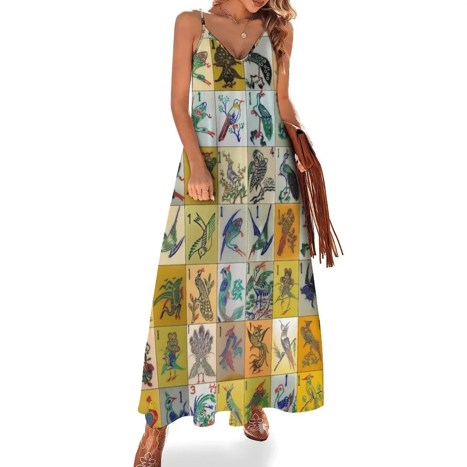 

Mah Jongg Birds Sleeveless Dress summer dress woman 2024 trendy summer women's dress 2024