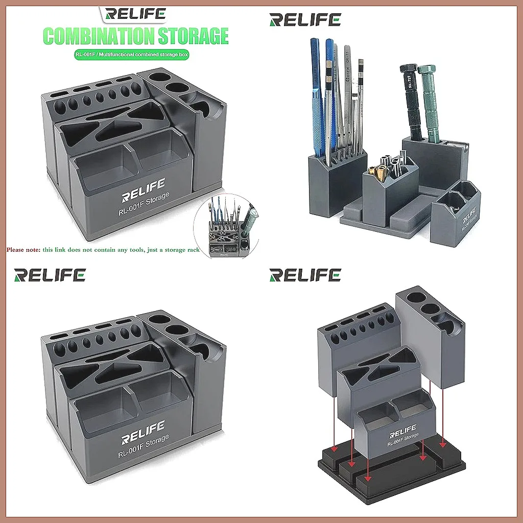 Aluminum Alloy Modular Repair Tool Kit, Multi-Function Screwdriver & Parts Organizer Box with Tweezers