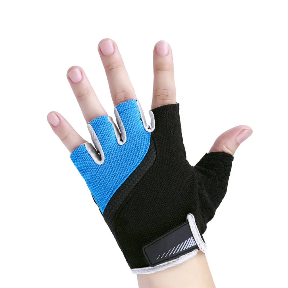 

1Pair Breathable Cycling Gloves Outdoor Sports Half Finger Shock Absorbing Non Slip Workout Gloves Size L Blue