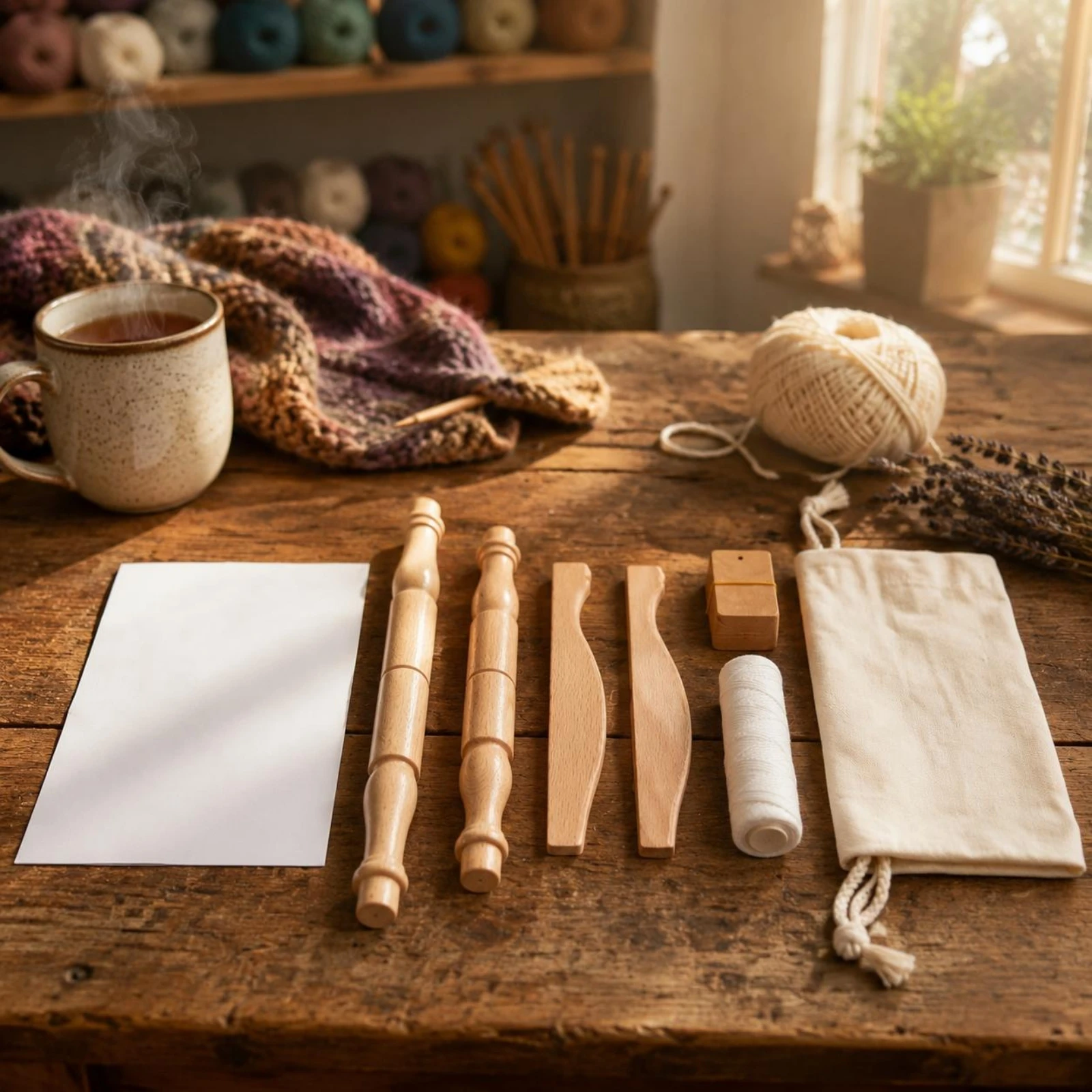 Niddy Noddy Oil-Finished Beechwood Niddy Noddy Wooden Yarn Winder with Cards Fiber Craft Tool Manual