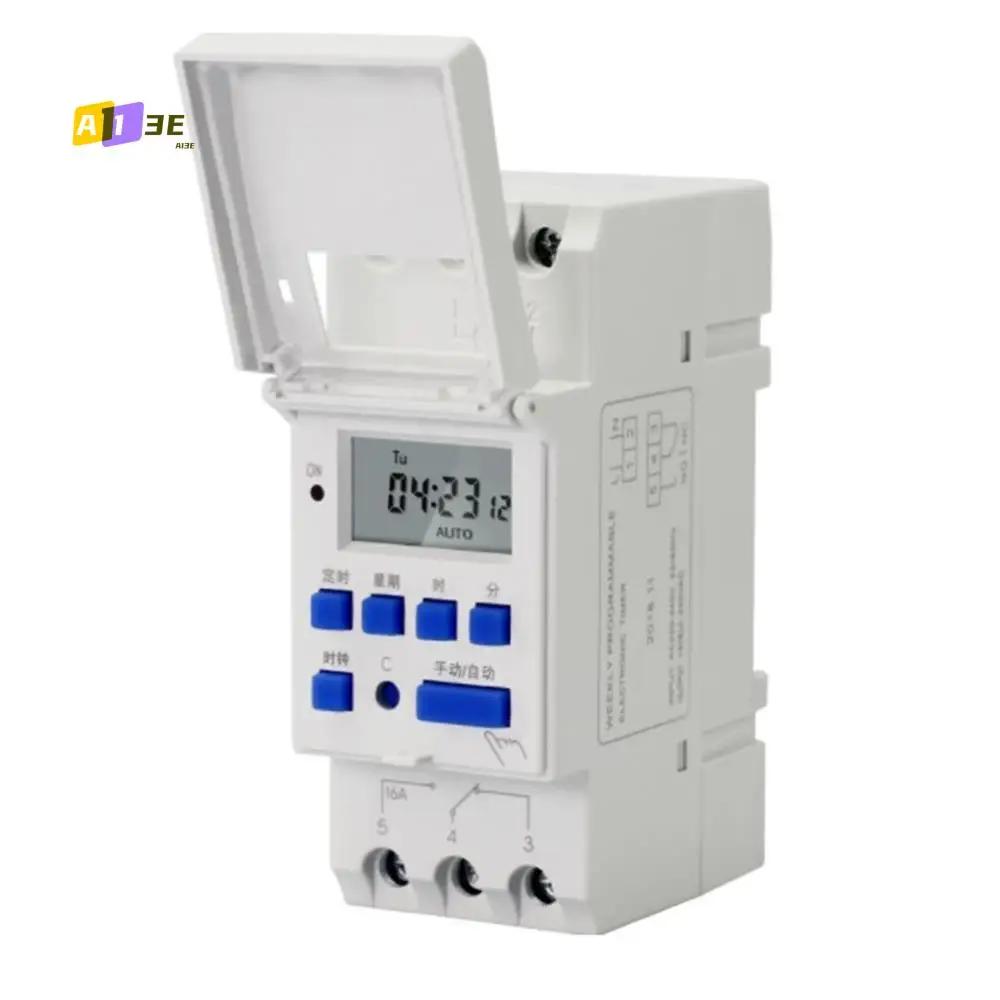 

A13E-электронный еженедельный 7-дневный программируемый цифровой промышленный переключатель времени, реле, таймер, управление переменным током, 220 В, 16 А, крепление на DIN-рейку