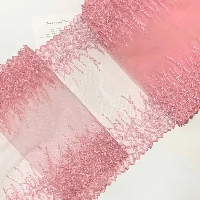 

14Yards Shimmer Light Pink Embroidered Tulle Lace Trim , Diy Craft Clothes Bra Underwear Dress Sewing Lace