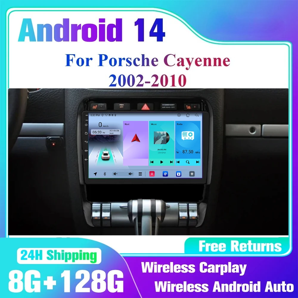 

Autoradio For Porsche Cayenne 2002-2010 Stereo Radio with Carplay Androidauto Support LTE/NAVI/GPS/WiFi/BT/TPMS/FM/DVR