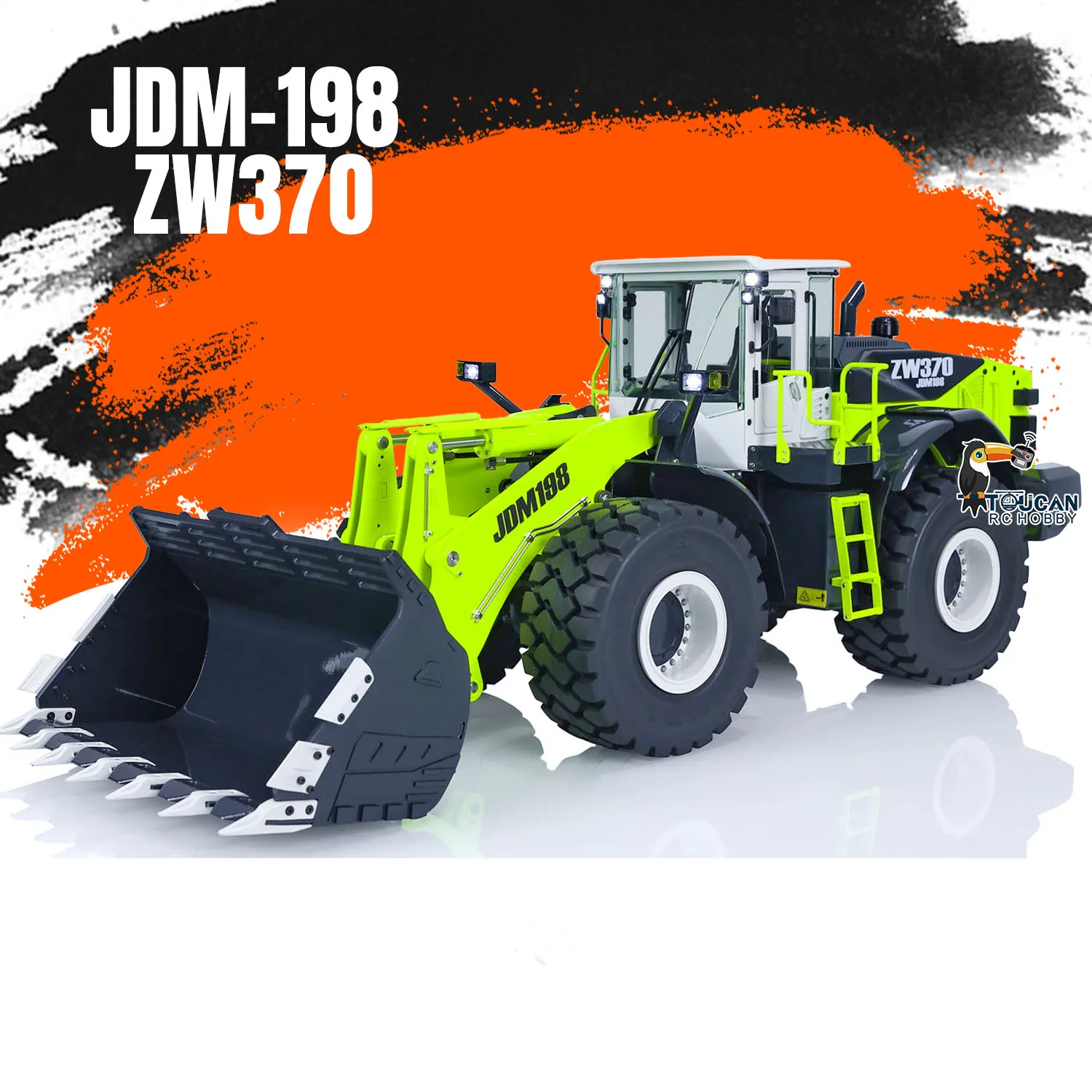 JDModel 1/14 RC Hydraulic Loader Metal ZW370 Remote Control Construction Vehicle Assembled Painted Toy Model For Boys Gifts