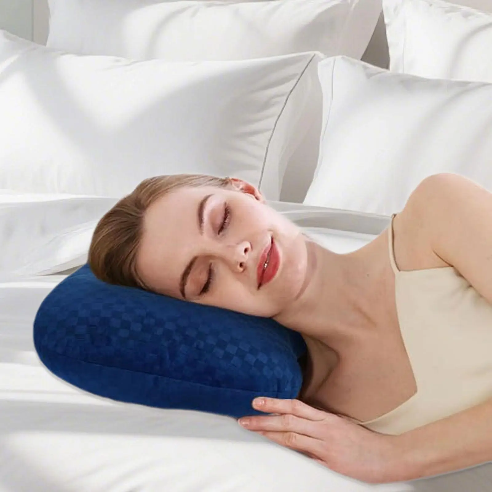 Ear Guard Pillow for Side Sleeping Rectangular Velvet PP Cotton Cushion Washable for Home Office and Travel Use