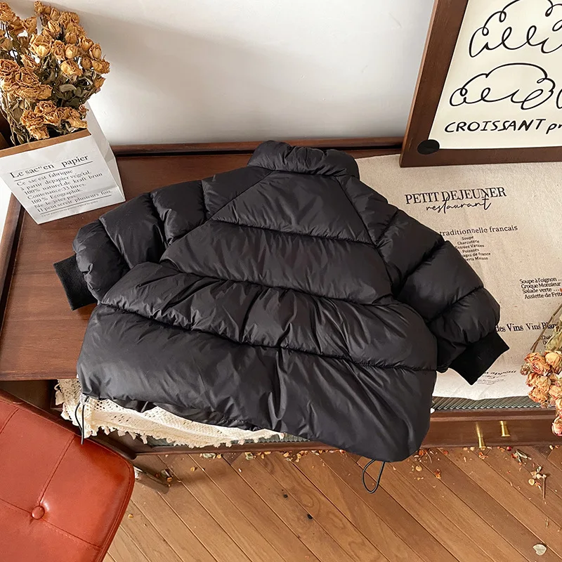 Baby Girls Duck Down Jacket Winter Stand Collar Thicken Warm Coat Black Simple Casual Outerwear Toddler Girl Clothes