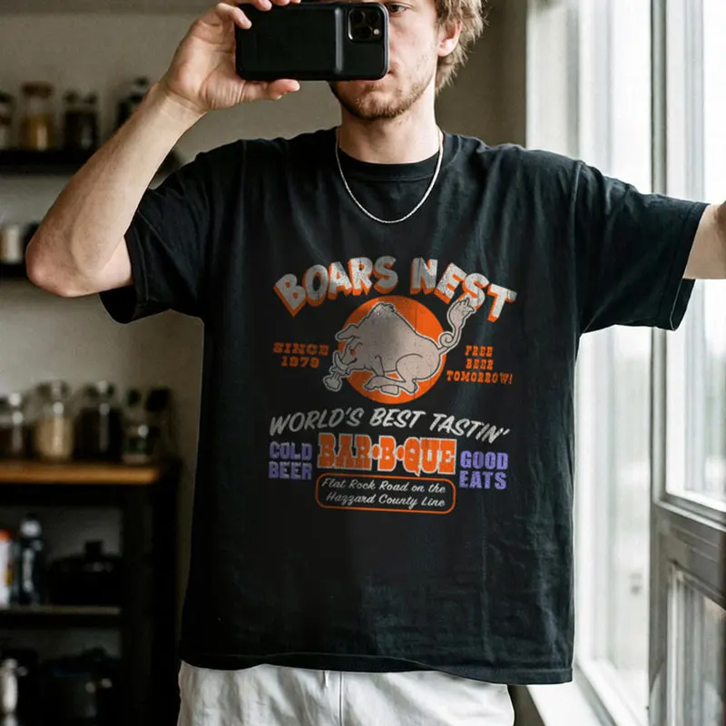 Retro Dukes of Hazzard Vintage Hazzard County Racing Graphic T-Shirt The Boars Nest Printed Tee Classic 80s TV Fan Gift Top