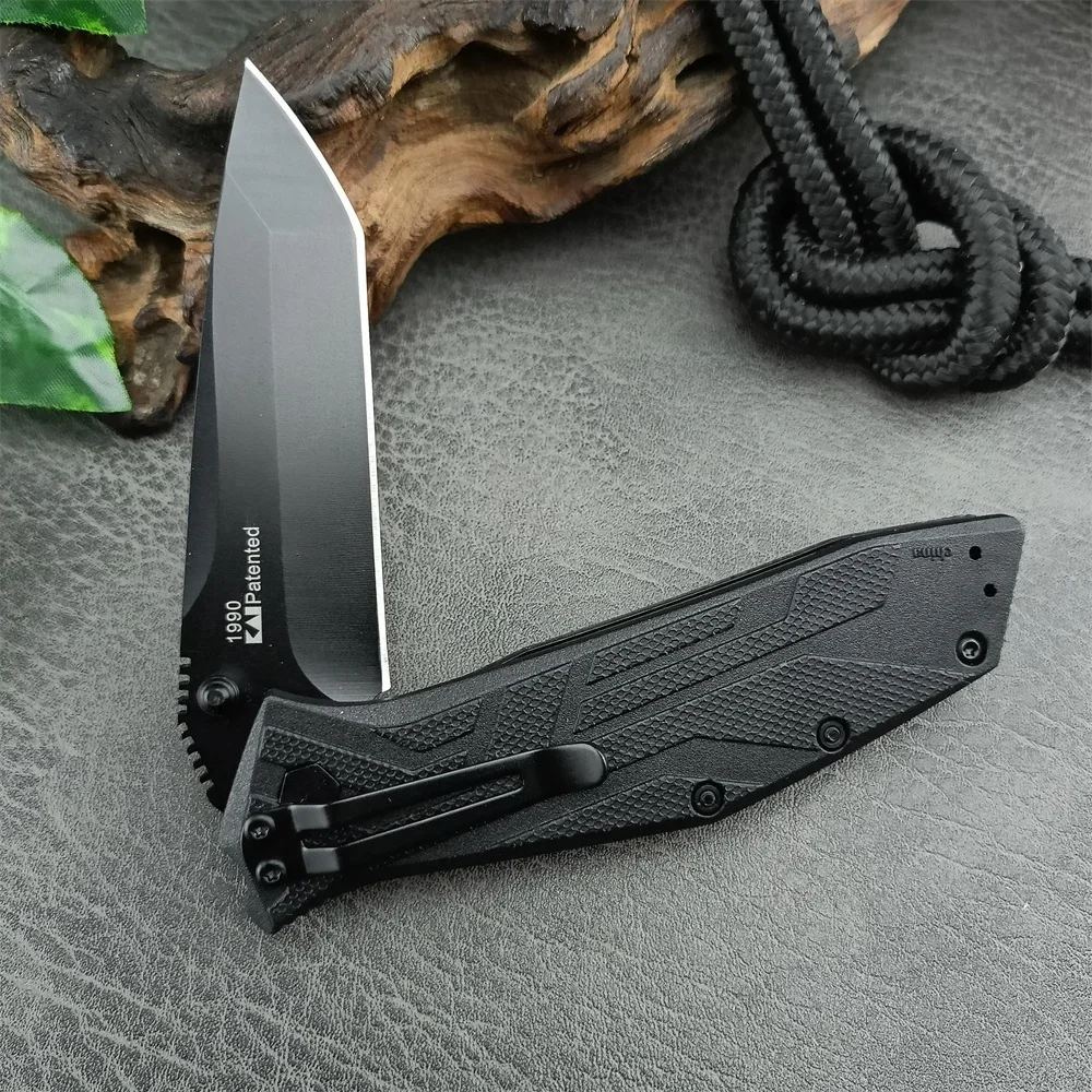 EDC KS 1990 Folding Pocket Knife 8Cr13Mov Blade Nylon Fiber Handle Outdoor Survival Camping Hiking Hunting Cutting Knife