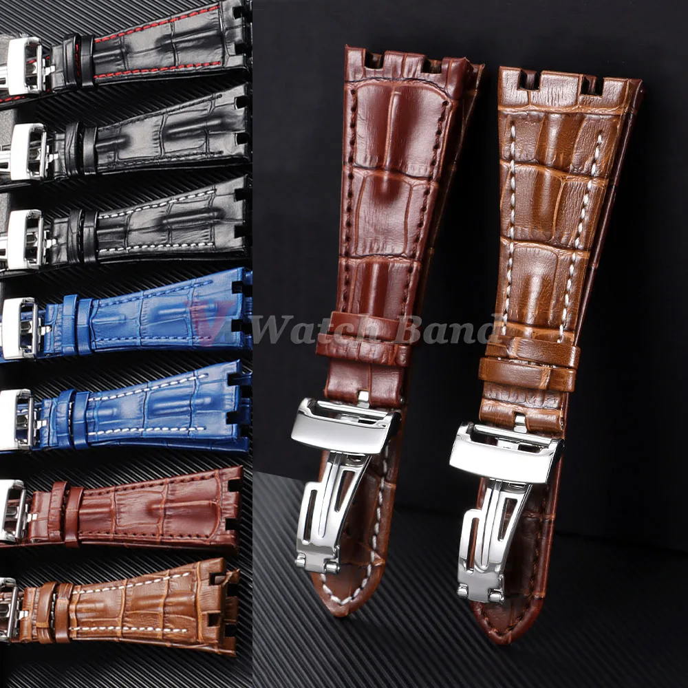 28mm Armband Leder-Uhrenarmband für Audemars Piguet für Royal Oak Offshore 15710 15703 26470 Serie Krokodilmuster-Armband